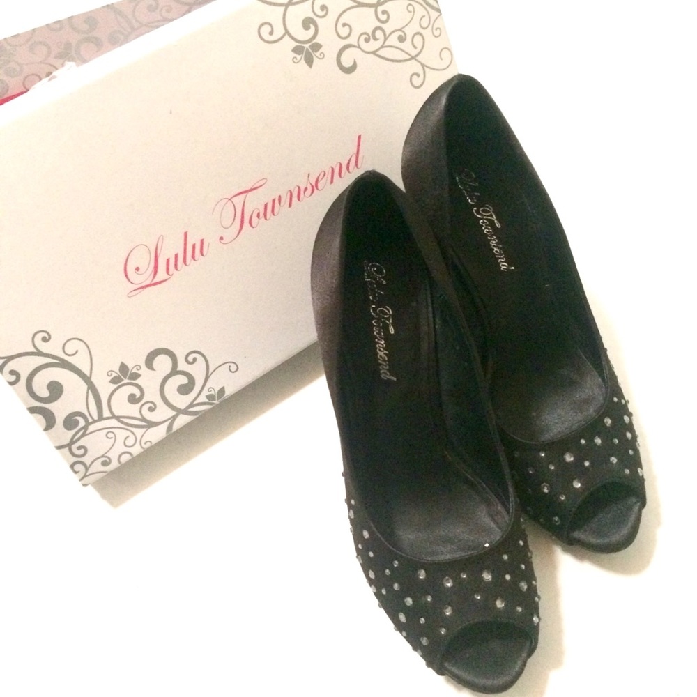 Black Satin Sparkle Heels